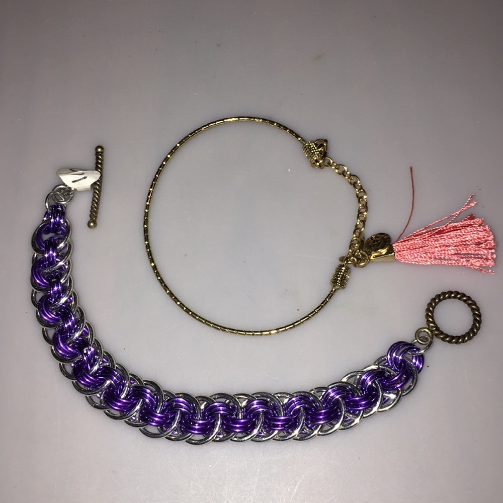 Anodized Nickle(?)Bracelet & Cute Dangly Bracelet